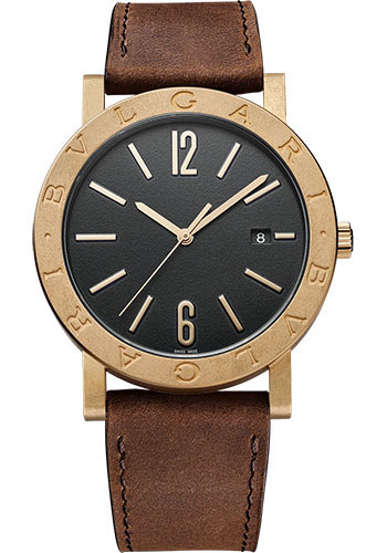 Bvlgari Bvlgari Bvlgari Solotempo Watch - 41 mm Bronze Case - Black Dial - Brown Leather Strap
