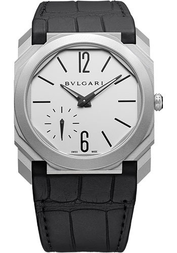 Bvlgari Octo Finissimo Watch - 40 mm Stainless Steel Case - Stainless Steel Dial - Black Alligator Strap