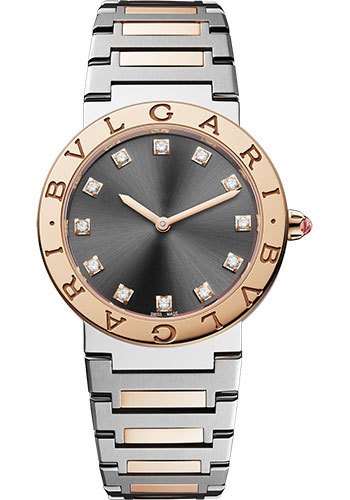 Bvlgari Bvlgari Bvlgari Watch - 33 mm Stainless Steel Case - Gray Dial - Steel And Gold Bracelet