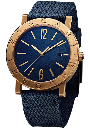 Bvlgari Bvlgari Bvlgari Watch - 41 mm Bronze Case - Blue Dial - Blue Rubber Strap