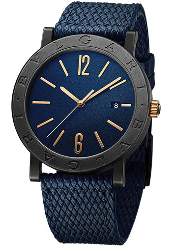 Bvlgari Bvlgari Bvlgari Watch - 41 mm Stainless Steel Case - Blue Dial - Blue Rubber Strap