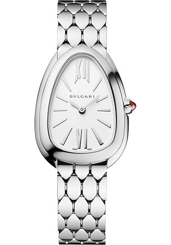 Bvlgari Serpenti Seduttori Watch - 33 mm Stainless Steel Case - White Silver Dial - Steel Bracelet