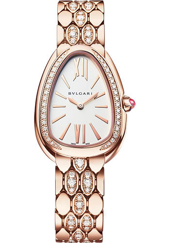 Bvlgari Serpenti Seduttori Watch - 33 mm Rose Gold Case - And White Dial - Bracelet