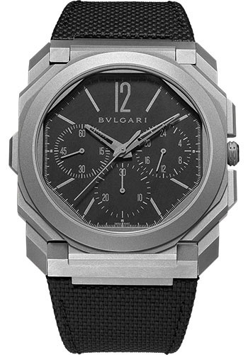 Bvlgari Octo Finissimo Watch - 42 mm Titanium Case - Black Dial - Black Rubber Strap