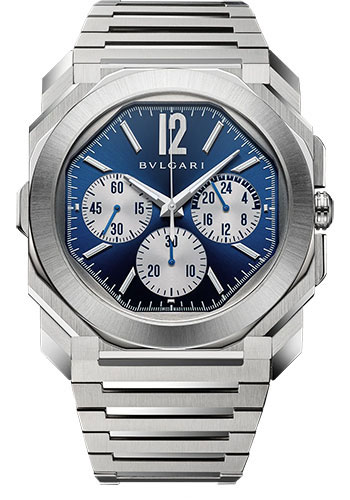Bvlgari Octo Finissimo Watch - 43 mm Stainless Steel Case - Blue Dial - Bracelet
