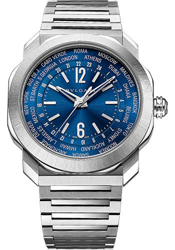 Bvlgari Octo Roma Watch - 41 mm Stainless Steel Case - Blue Sunburst Dial - Bracelet