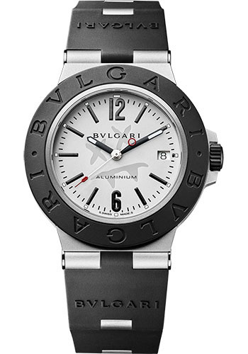 Bvlgari Bvlgari Aluminium Watch - 40 mm Aluminum And Titanium Case - White Dial - Black Rubber Strap
