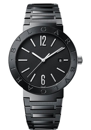 Bvlgari Bvlgari Bvlgari Watch - 41 mm Black DLC Stainless Steel Case - Black Dial - Bracelet