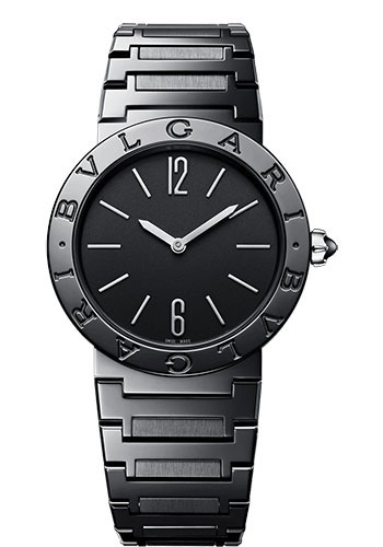Bvlgari Bvlgari Bvlgari Watch - 33 mm Stainless Steel Diamond Case - Black Dial - Diamond Bracelet