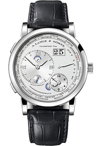 A. Lange & Söhne Lange 1 Time Zone Watch - 41.9mm Platinum Case - Silver Dial - Black Alligator Strap