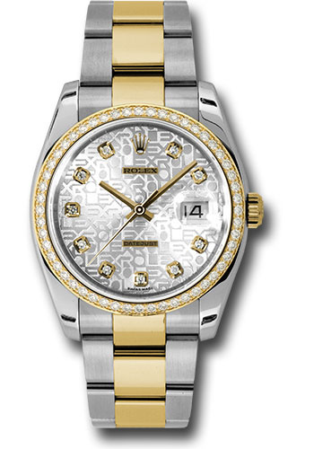 Rolex Steel and Yellow Gold Rolesor Datejust 36 Watch - 52 Diamond Bezel - Silver Jubilee Diamond Dial - Oyster Bracelet