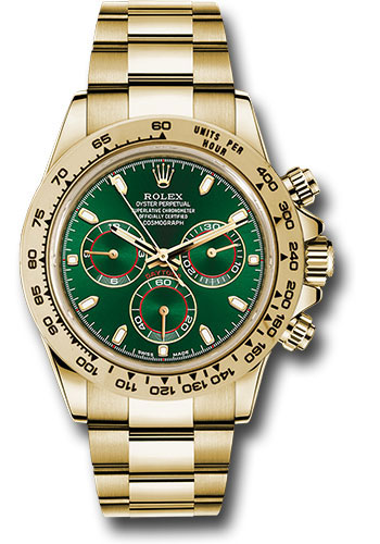 Rolex Yellow Gold Cosmograph Daytona 40 Watch - Green Stick Dial