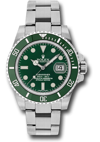 Rolex Steel Submariner Date Watch - The Hulk - Green Dial