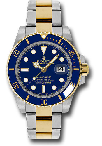Rolex Steel and Gold Rolesor Submariner Date Watch - Blue Dial