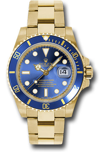 Rolex Yellow Gold Submariner Date Watch - Blue Dial