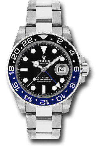 Rolex Steel GMT-Master II 40 Watch - Black And Blue Batman Bezel - Black Dial - Oyster Bracelet