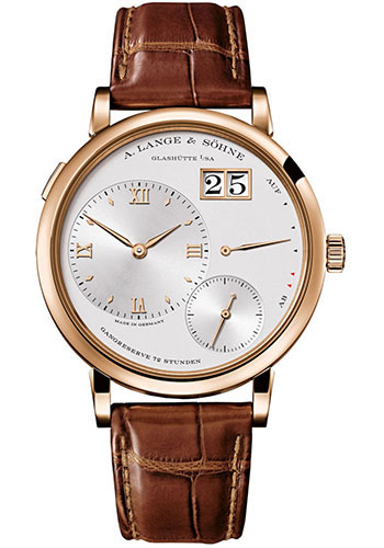 A. Lange & Söhne Grand Lange 1 Watch - 40.9mm Rose Gold Case - Silver Dial - Brown Alligator Strap