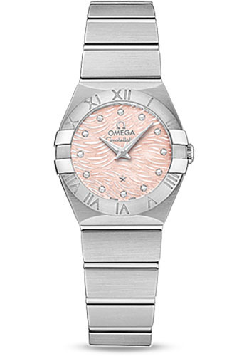 Omega Constellation Quartz Watch - 24 mm Steel Case - Pink Mother-Of-Pearl Diamond Dial