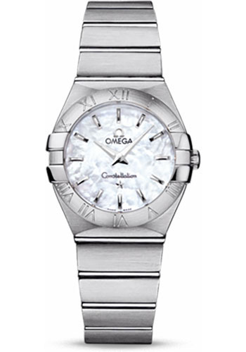 Omega Ladies Constellation Quartz Watch - 27 mm Brushed Steel Case - Mother-Of-Pearl Dial