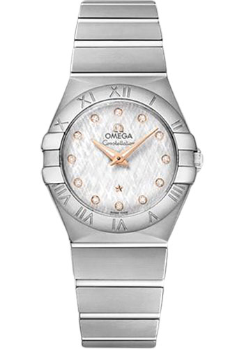 Omega Constellation Quartz Watch - 27 mm Steel Case - White -Silvery Diamond Dial