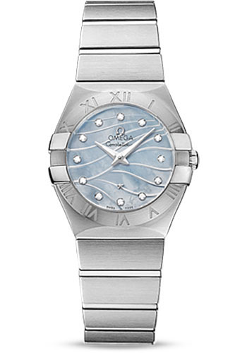 Omega Constellation Quartz 27 mm Watch - 27.0 mm Steel Case - Blue Mother-Of-Pearl Diamond Dial