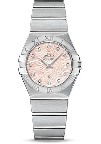 Omega Constellation Quartz Watch - 27 mm Steel Case - Pink Mother-Of-Pearl Diamond Dial