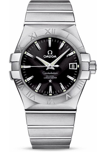 Omega Gents Constellation Chronometer Watch - 35 mm Brushed Steel Case - Black Dial