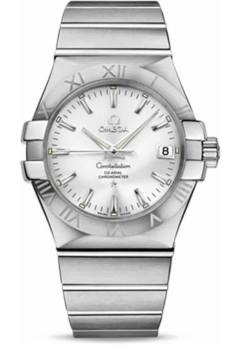 Omega Gents Constellation Chronometer Watch - 35 mm Brushed Steel Case - Silver Dial