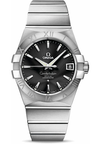 Omega Gents Constellation Chronometer Watch - 38 mm Brushed Steel Case - Black Dial