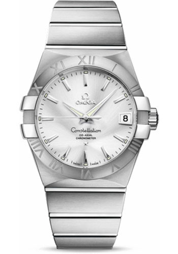 Omega Gents Constellation Chronometer Watch - 38 mm Brushed Steel Case - Silver Dial