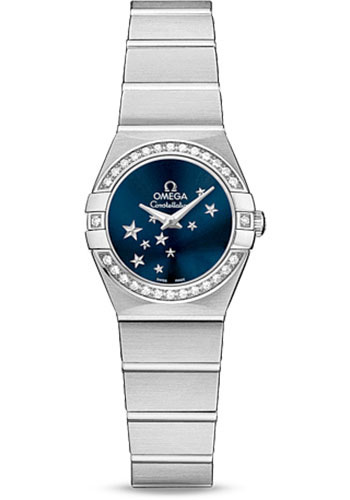 Omega Ladies Constellation Star ORBIS Collection Watch - 24 mm Brushed Steel Case - Diamond Bezel - Blue Dial