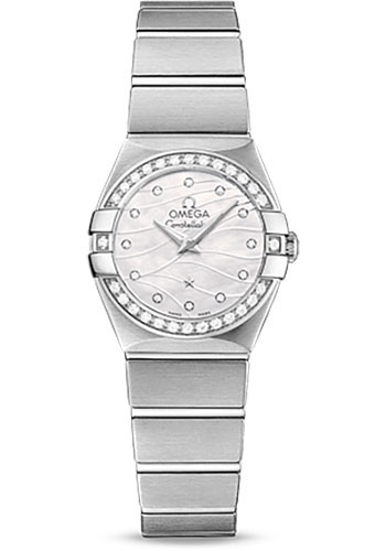 Omega Constellation Quartz Watch - 24 mm Steel Case - Diamond-Set Steel Bezel - Mother-Of-Pearl Diamond Dial