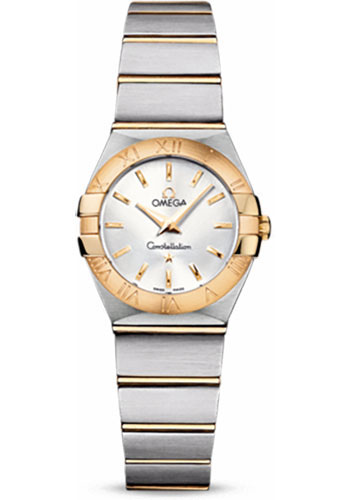 Omega Ladies Constellation Quartz Watch - 24 mm Brushed Steel And Yellow Gold Case - Silver Dial