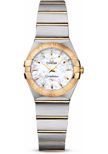 Omega Ladies Constellation Quartz Watch - 24 mm Brushed Steel And Yellow Gold Case - Mother-Of-Pearl Dial
