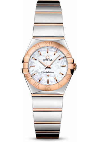 Omega Ladies Constellation Polished Quartz Watch - 24 mm Polished Steel And Red Gold Case - Mother-Of-Pearl Dial - Steel And Red Gold Bracelet