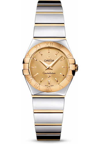 Omega Ladies Constellation Polished Quartz Watch - 24 mm Polished Steel And Yellow Gold Case - Champagne Dial - Steel And Yellow Gold Bracelet