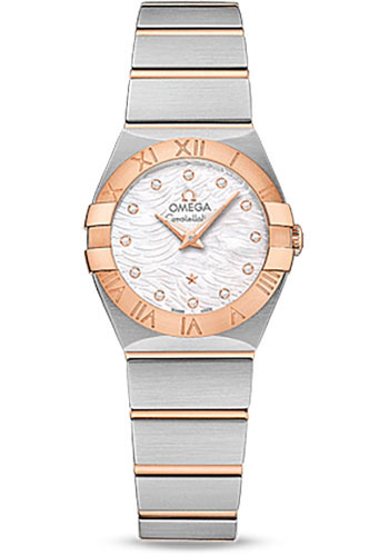 Omega Constellation Quartz Watch - 24 mm Steel Case - 18K Red Gold Bezel - Mother-Of-Pearl Diamond Dial