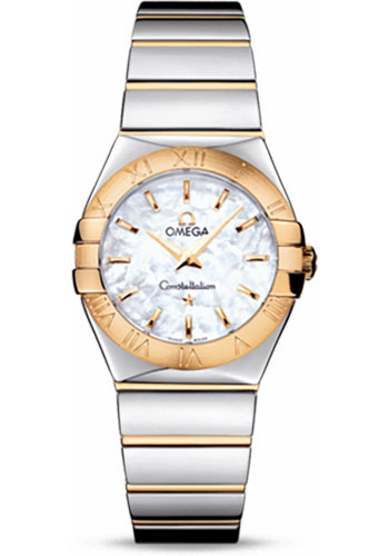 Omega Ladies Constellation Polished Quartz Watch - 27 mm Polished Steel And Yellow Gold Case - Mother-Of-Pearl Dial - Steel And Yellow Gold Bracelet