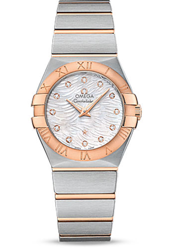 Omega Constellation Quartz Watch - 27 mm Steel Case - 18K Red Gold Bezel - Mother-Of-Pearl Diamond Dial