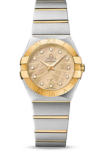 Omega Constellation Quartz 27 mm Watch - 27.0 mm Steel And Yellow Gold Case - 18K Yellow Gold Bezel - Champagne Mother-Of-Pearl Diamond Dial - Steel Bracelet