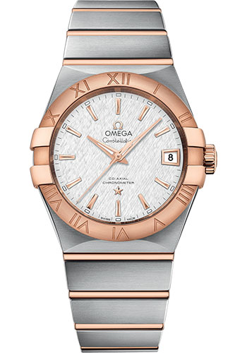Omega Constellation Co-Axial Watch - 38 mm Steel And Red Gold Case - White -Silvery Dial