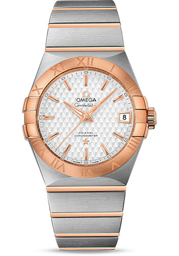 Omega Constellation Co-Axial Watch - 38 mm Steel Case - Red Gold Bezel - Silver Dial - Red Gold Bracelet