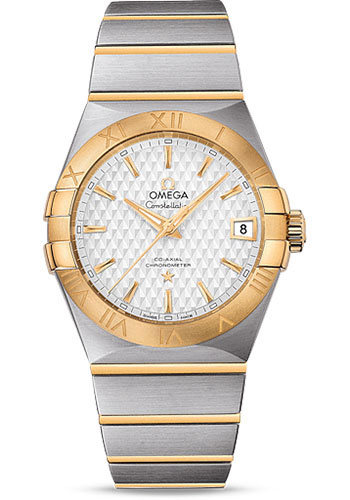 Omega Constellation Co-Axial Watch - 38 mm Steel Case - Yellow Gold Bezel - Silver Dial - Yellow Gold Bracelet