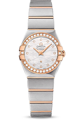 Omega Constellation Quartz Watch - 24 mm Steel And Red Gold Case - Diamond-Set Red Gold Bezel - Mother-Of-Pearl Diamond Dial - Steel Bracelet