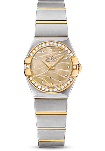 Omega Constellation Quartz Watch - 24 mm Steel And Yellow Gold Case - Diamond-Set Yellow Gold Bezel - Champagne Mother-Of-Pearl Diamond Dial - Steel Bracelet