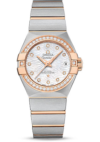 Omega Constellation Co-Axial Watch - 27 mm Steel Case - Diamond-Set 18K Red Gold Bezel - Mother-Of-Pearl Diamond Dial