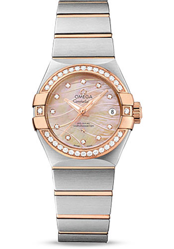 Omega Constellation Co-Axial Watch - 27 mm Steel And Red Gold Case - Diamond-Set Red Gold Bezel - Red Gold Mother-Of-Pearl Dial - Steel Bracelet