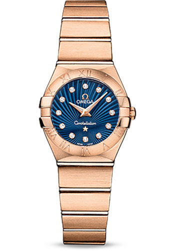 Omega Constellation Quartz Watch - 24 mm Brushed Red Gold Case - Blue Supernova Diamond Dial