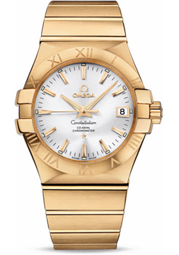 Omega Gents Constellation Chronometer Watch - 35 mm Brushed Yellow Gold Case - Silver Dial