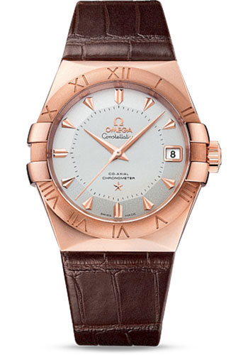 Omega Constellation Co-Axial Segna Gold Limited Edition of 1952 Watch - 38 mm Polished Sedna Gold Case - Brushed Sedna Gold Bezel - Silver Dial - Brown Leather Strap